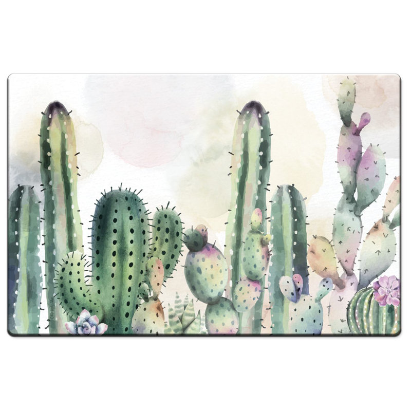 CounterArt Watercolor Cactus Comfort Kitchen Floor Mat Wayfair